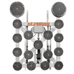 Panou rabatabil semnalizare LED lucrari - 15 lampi de 200 mm diametru si 2 lampi cu diametrul de 300 mm